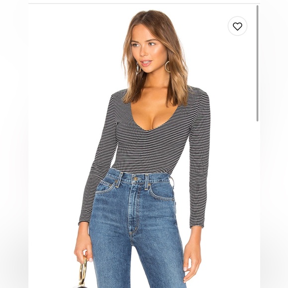 Lovers and Friends Akron Bodysuit Striped Top in Black and White - Picture 1 of 9